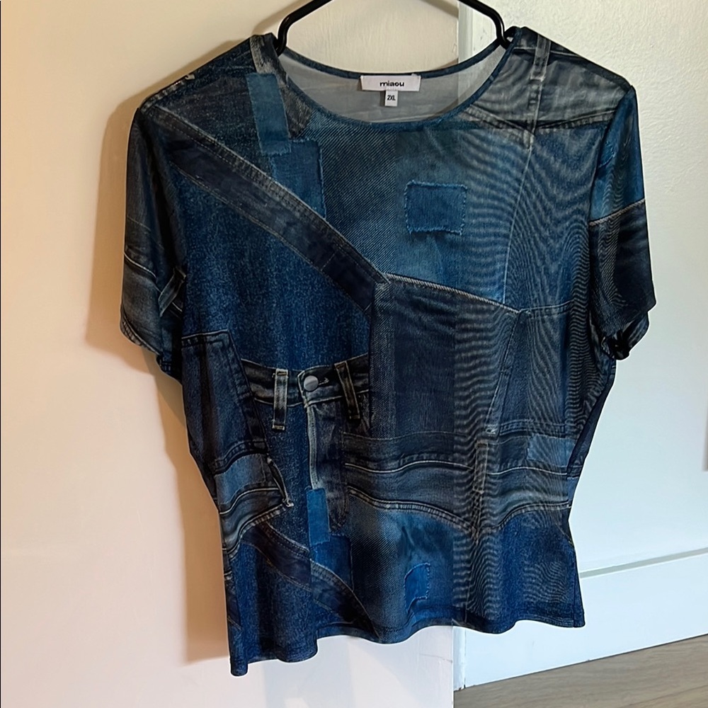 Miaou denim sheer tshirt